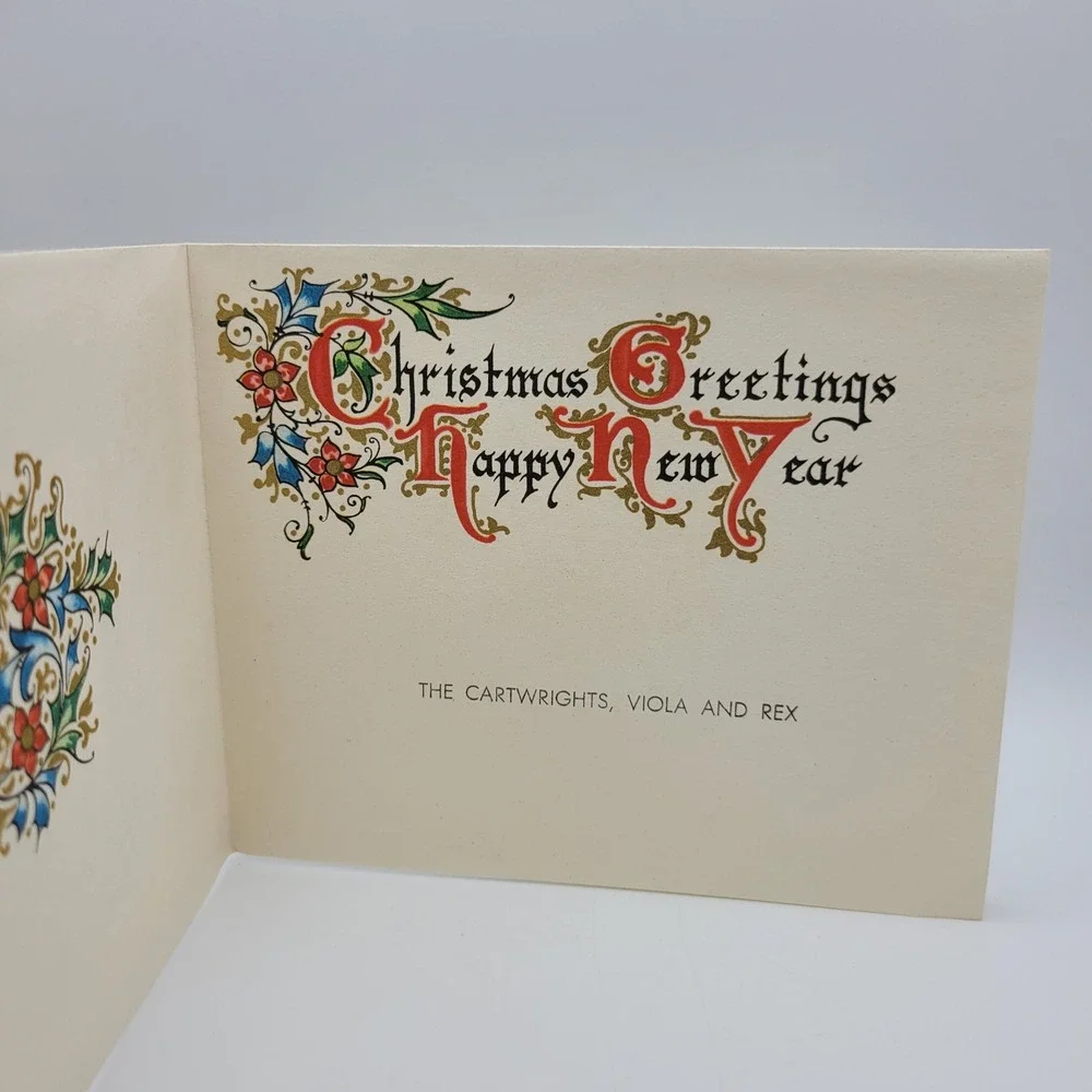 Vintage Christmas Card Glory to God Cartwrights Holiday Greeting‎